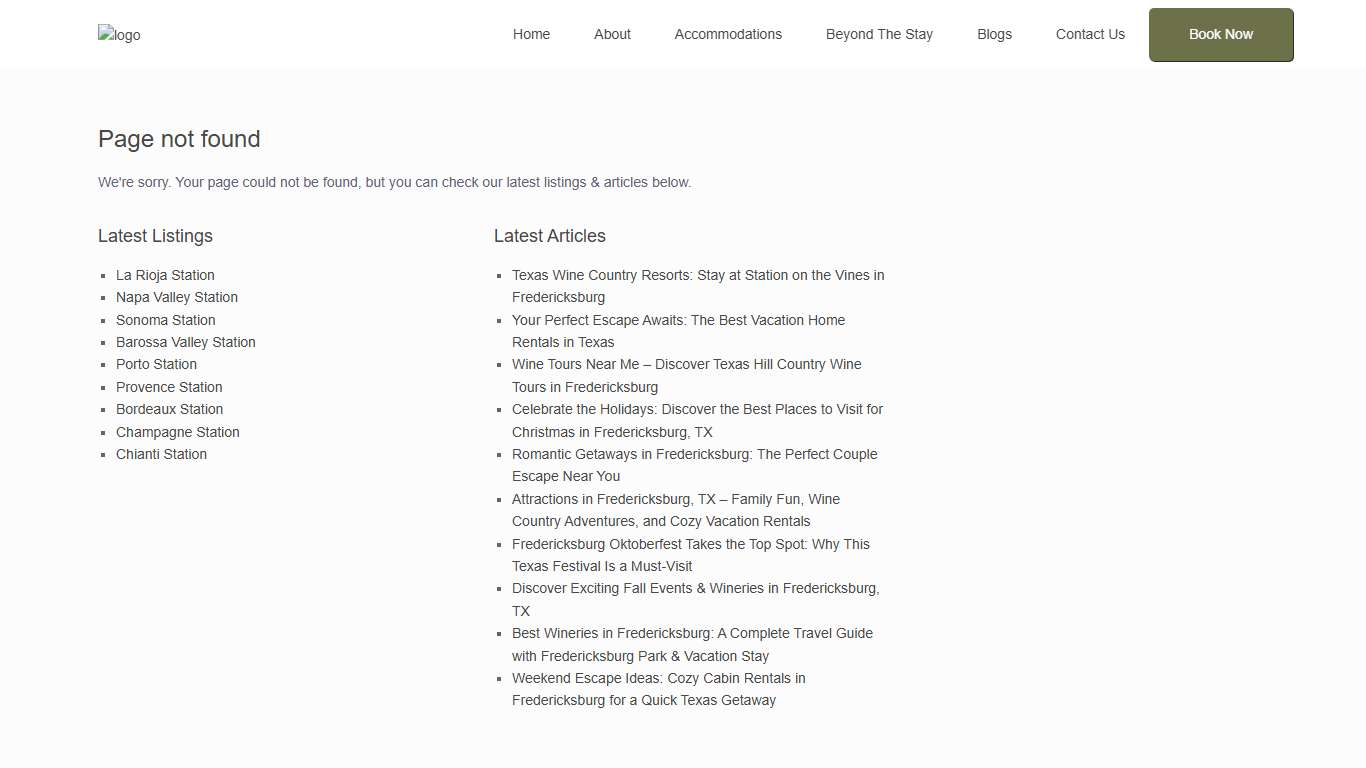 Page not found - Station on the Vines